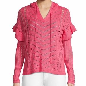 NWT Design 365 ruffle cotton w Hood sweater S